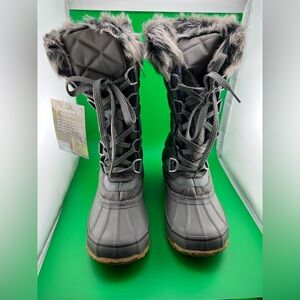 BearPaw Gray Winter & Rain Boots with Quilted Insulation